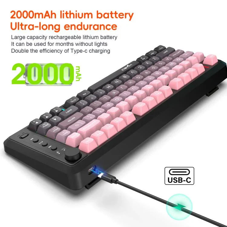 HXSJ L400 Drei-Modus Drahtlose RGB-Beleuchtung Dünnfilm-Tastatur mit 81 Tasten