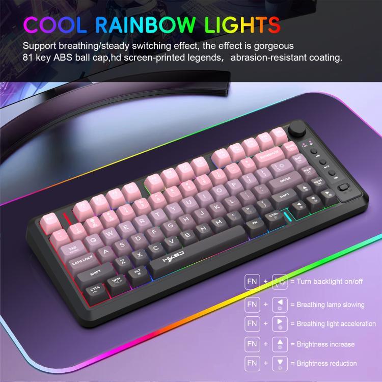 HXSJ L400 Drei-Modus Drahtlose RGB-Beleuchtung Dünnfilm-Tastatur mit 81 Tasten