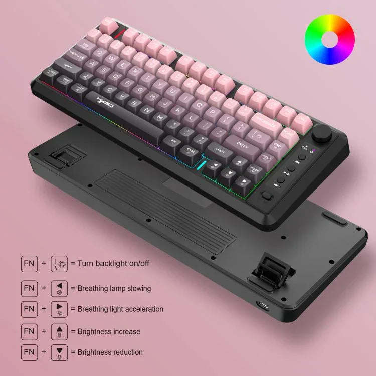 HXSJ L400 Drei-Modus Drahtlose RGB-Beleuchtung Dünnfilm-Tastatur mit 81 Tasten