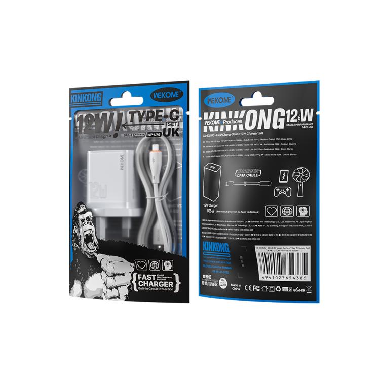 WK WP-U76 Kinkong 12W USB-Ladegerät-Set, UK-Stecker, US-Stecker, EU-Stecker