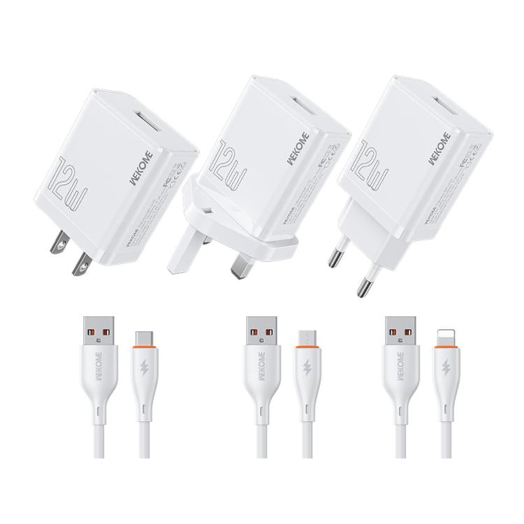 WK WP-U76 Kinkong 12W USB-Ladegerät-Set, UK-Stecker, US-Stecker, EU-Stecker