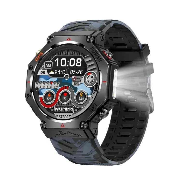 KC91 1,39 Zoll IPS-Bildschirm 3 ATM Outdoor GPS Smartwatch mit Taschenlampe