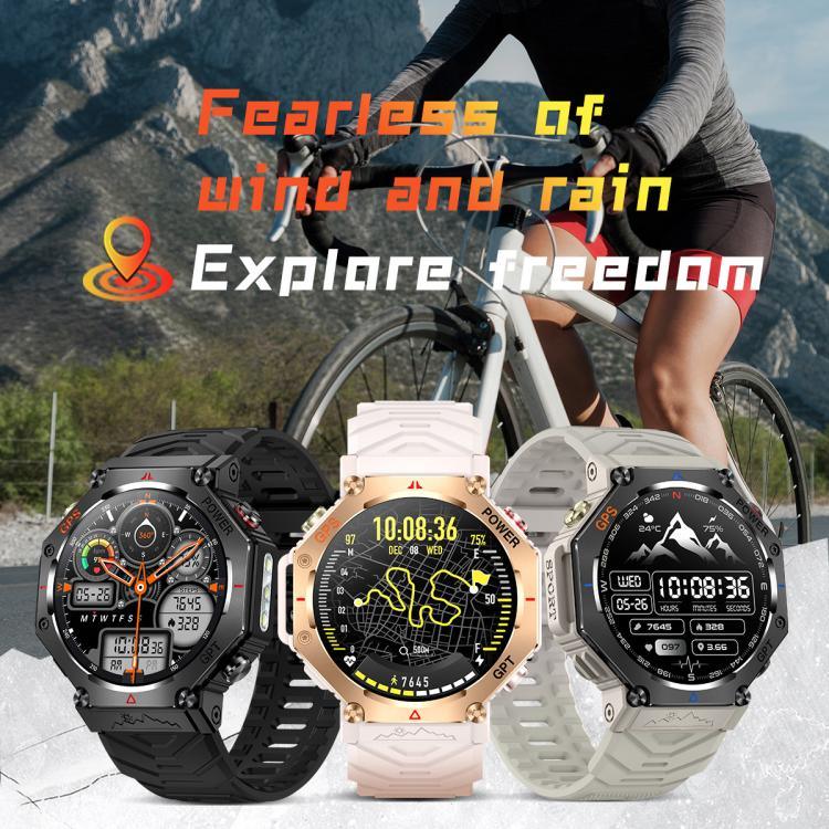 KC91 1,39 Zoll IPS-Bildschirm 3 ATM Outdoor GPS Smartwatch mit Taschenlampe