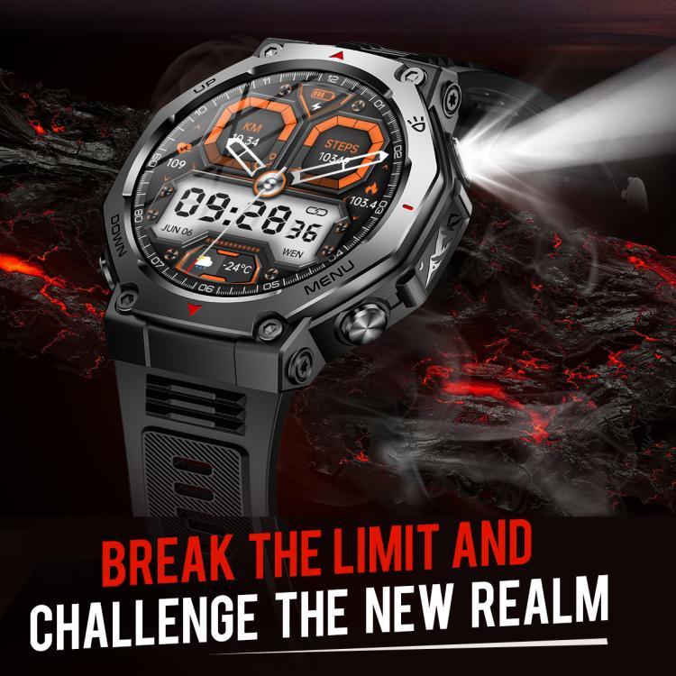 KT85 1,43-Zoll-Bildschirm 5 ATM Outdoor-Sport-Smartwatch mit starker Taschenlampe