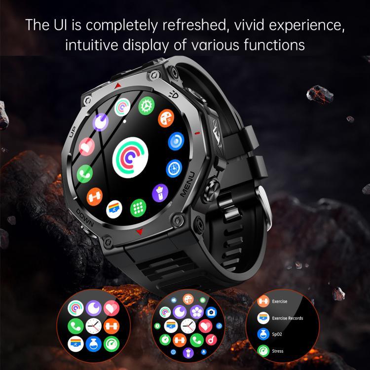 KT85 1,43-Zoll-Bildschirm 5 ATM Outdoor-Sport-Smartwatch mit starker Taschenlampe