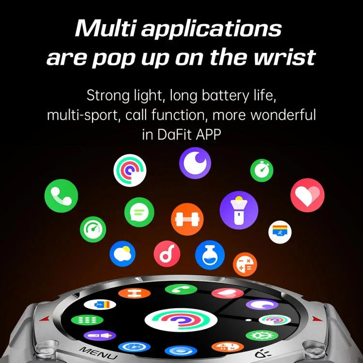 KT85 1,43-Zoll-Bildschirm 5 ATM Outdoor-Sport-Smartwatch mit starker Taschenlampe