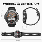 KT85 1,43-Zoll-Bildschirm 5 ATM Outdoor-Sport-Smartwatch mit starker Taschenlampe
