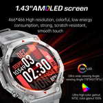 KT85 1,43-Zoll-Bildschirm 5 ATM Outdoor-Sport-Smartwatch mit starker Taschenlampe