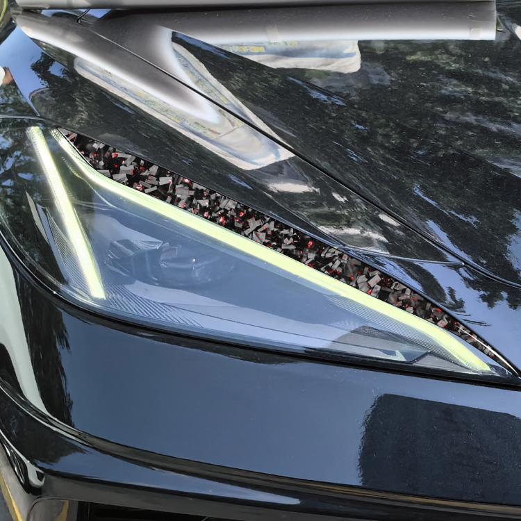 2pcs/Set Forged Gold Foil Carbon Fiber Car Light Eyebrow Decorative Sticker for Chevrolet Corvette C8 2020-, Left and Right Driver, Light Eyebrow
