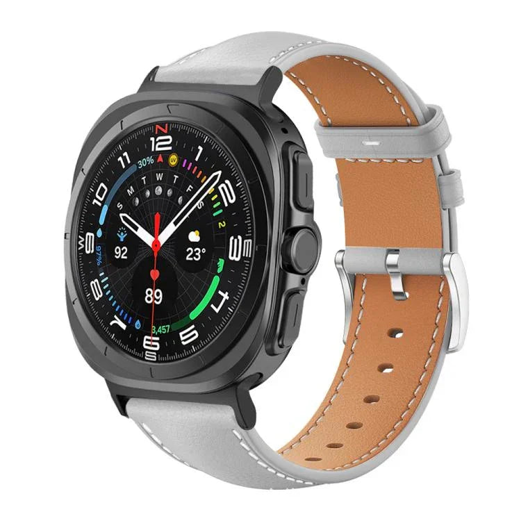 xDfind Flachkopf-Uhrenarmband aus schwarzem Haifischleder mit feiner Narbung, passend für Samsung Galaxy Watch Ultra / Ultra 2025, Samsung Galaxy Watch8 / Watch8 Classic, Samsung Galaxy Watch7 / FE / 6 / 5 / 4