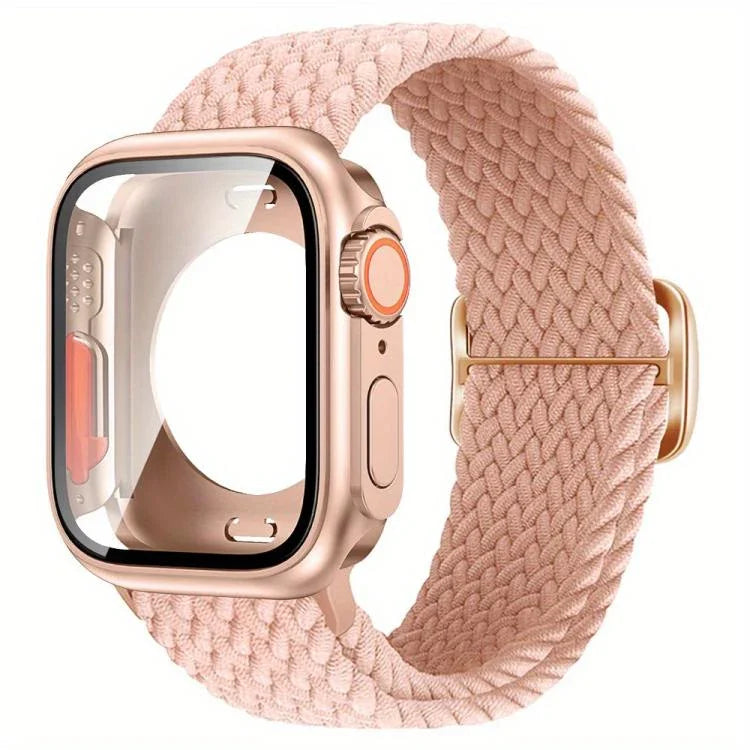 Nylon-Uhrenarmband mit Leiterverschluss und Wechselschutzfolie (49 mm), passend für Apple Watch Series 44 mm, 40 mm, 10/11 (46 mm), 10/11 (42 mm) und 45 mm.