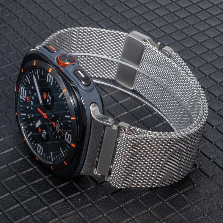 Milanaise-Armband aus Titanstahl mit Regenschirm-Schließe, passend für Samsung Galaxy Watch Ultra / Ultra 2025 und Samsung Galaxy Watch8 / Watch8 Classic