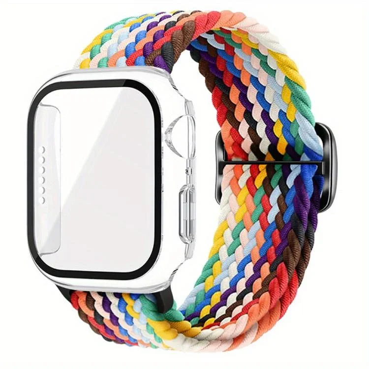 Leiterschnallen-Uhrenarmband aus Nylon mit mattierter Polycarbonat-Schutzfolie, passend für Apple Watch Series 44 mm, 40 mm, 10/11 (46 mm), 10/11 (42 mm), 45 mm und 41 mm.