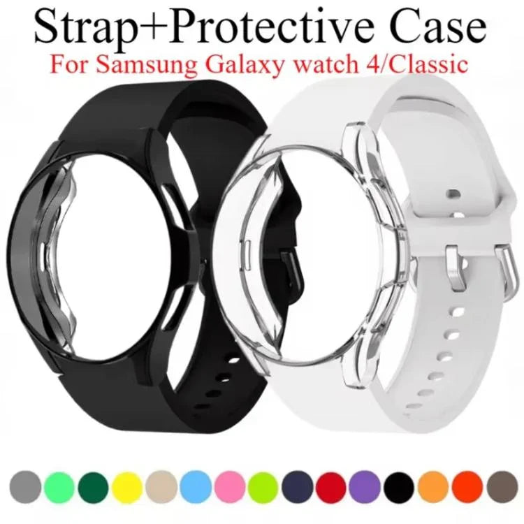 Silikonarmband mit TPU-Gehäuse, für Samsung Galaxy Watch 7 44mm, für Samsung Galaxy Watch 7 40mm, für Samsung Galaxy Watch 4 Classic 46mm, für Samsung Galaxy Watch 4 Classic 42mm