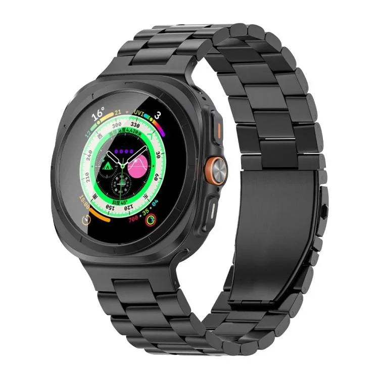 Drei-Perlen-Armband mit flacher Dornschließe aus Titanlegierung, passend für Samsung Galaxy Watch Ultra / Ultra 2025 und Samsung Galaxy Watch8 / Watch8 Classic