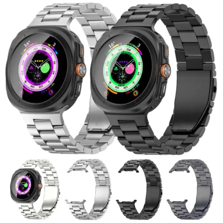 Three Beads Flat Buckle Titanium Alloy Watch Band, For Samsung Galaxy Watch Ultra / Ultra 2025, For Samsung Galaxy Watch8 / Watch8 Classic