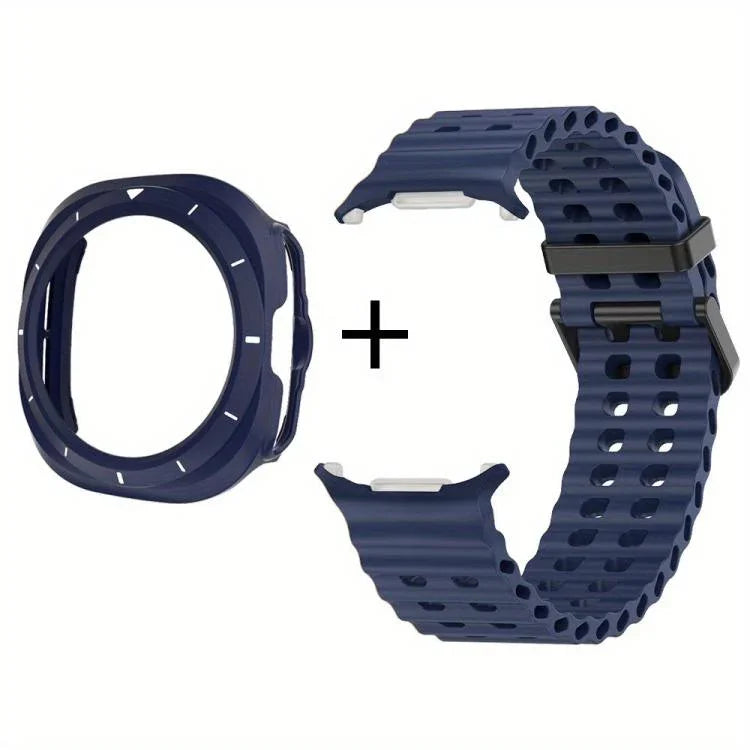 Silikon-Uhrenarmband mit zweireihigen Löchern und TPU-Hülle, für Samsung Galaxy Watch Ultra 47 mm / Ultra 2025
