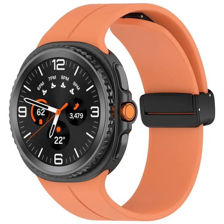 xDfind Faltbares, schwarzes Silikon-Uhrenarmband mit Magnetverschluss, passend für Samsung Galaxy Watch8 / Watch8 Classic