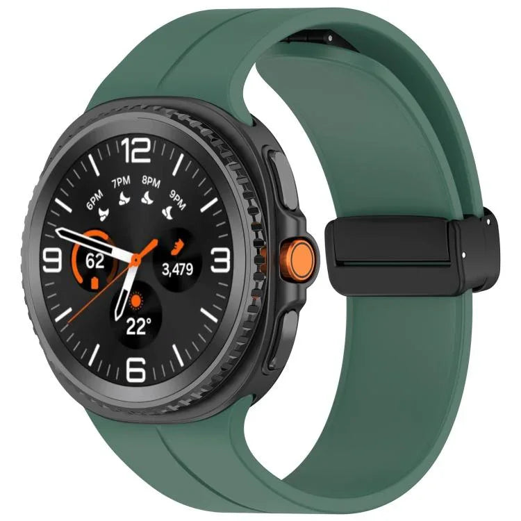 xDfind Faltbares, schwarzes Silikon-Uhrenarmband mit Magnetverschluss, passend für Samsung Galaxy Watch8 / Watch8 Classic