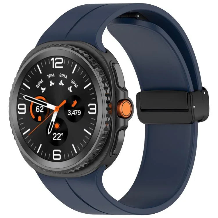 xDfind Faltbares, schwarzes Silikon-Uhrenarmband mit Magnetverschluss, passend für Samsung Galaxy Watch8 / Watch8 Classic
