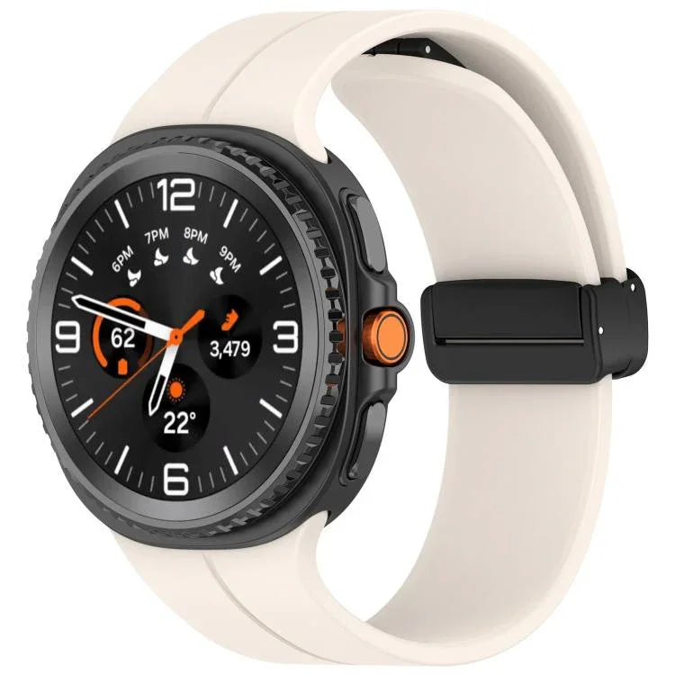 xDfind Faltbares, schwarzes Silikon-Uhrenarmband mit Magnetverschluss, passend für Samsung Galaxy Watch8 / Watch8 Classic