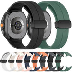 xDfind Faltbares, schwarzes Silikon-Uhrenarmband mit Magnetverschluss, passend für Samsung Galaxy Watch8 / Watch8 Classic