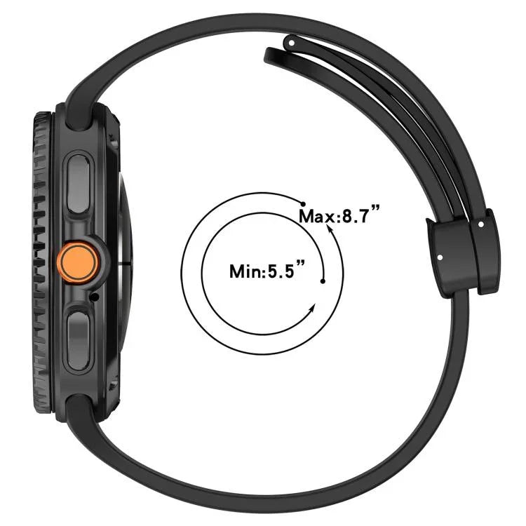 xDfind Faltbares, schwarzes Silikon-Uhrenarmband mit Magnetverschluss, passend für Samsung Galaxy Watch8 / Watch8 Classic