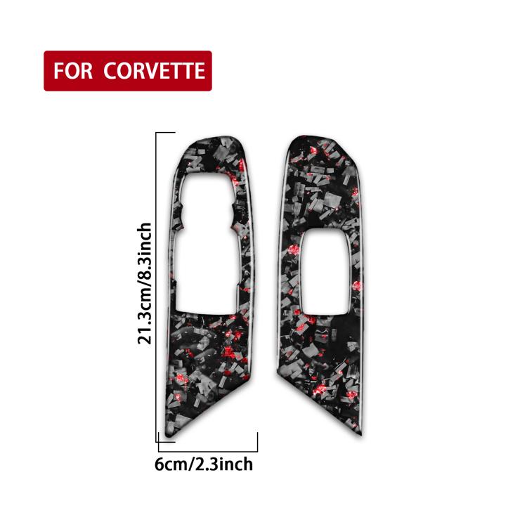 2pcs/Set Forged Gold Foil Carbon Fiber Car Window Lift Decorative Sticker for Chevrolet Corvette C8 2020-, Left Driver, Window Lift, Left Driver