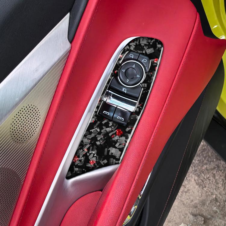 2pcs/Set Forged Gold Foil Carbon Fiber Car Window Lift Decorative Sticker for Chevrolet Corvette C8 2020-, Left Driver, Window Lift, Left Driver
