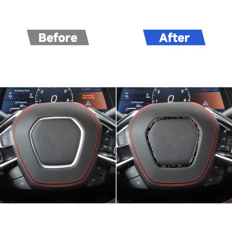 Forged Gold Foil Carbon Fiber Car Steering Wheel Frame Decorative Sticker for Chevrolet Corvette C8 2020-, Left and Right Driver, Steering Wheel Frame