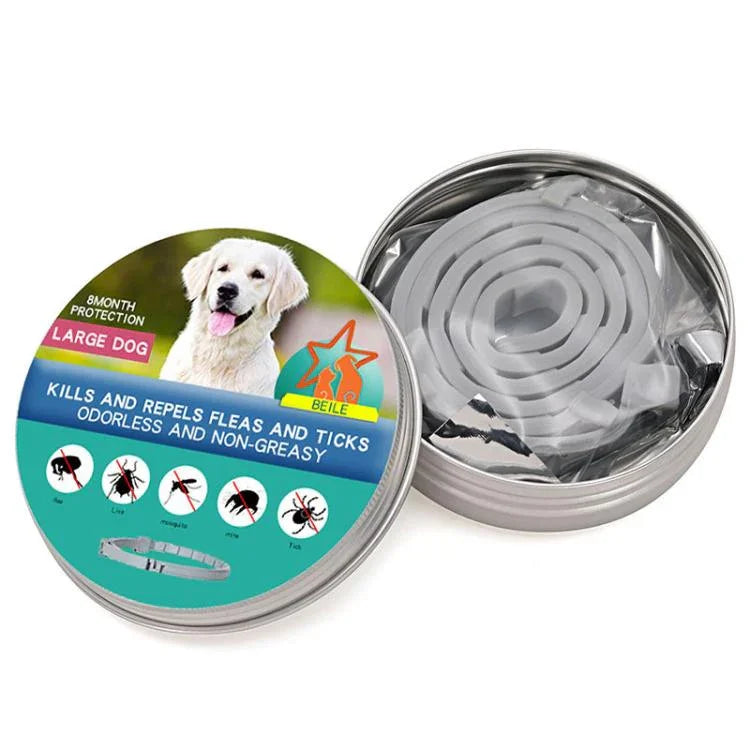 Entwurmungshalsband für Haustiere, beruhigend, gegen Flöhe und Zecken, verpackt in einer Aluminiumbox, 72 cm für große Hunde, 56 cm für Welpen, 56 cm für Katzen