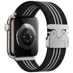 xDfind Fallschirmschnalle, 3-Streifen-Armband aus geflochtenem Nylon, für Apple Watch 42 / 44 / 45 / 46 / 49 mm, für Apple Watch 38 / 40 / 41 / S10 42 mm