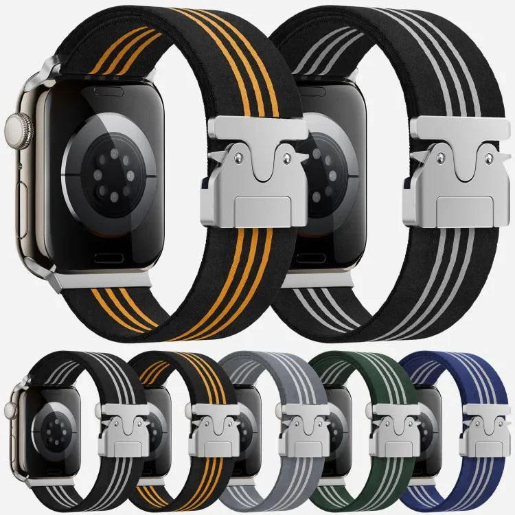 xDfind Fallschirmschnalle, 3-Streifen-Armband aus geflochtenem Nylon, für Apple Watch 42 / 44 / 45 / 46 / 49 mm, für Apple Watch 38 / 40 / 41 / S10 42 mm