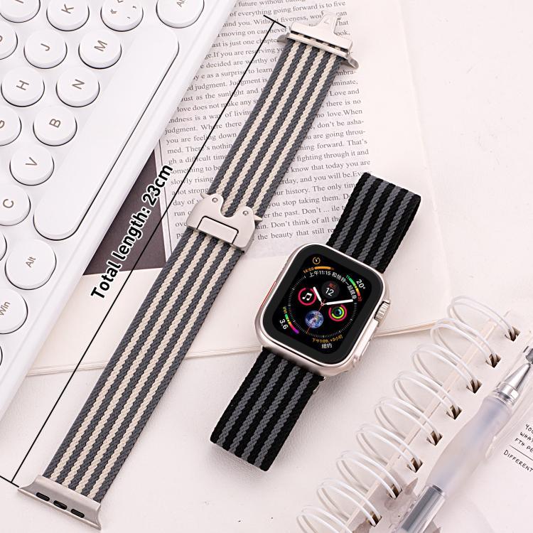 xDfind Fallschirmschnalle, 3-Streifen-Armband aus geflochtenem Nylon, für Apple Watch 42 / 44 / 45 / 46 / 49 mm, für Apple Watch 38 / 40 / 41 / S10 42 mm