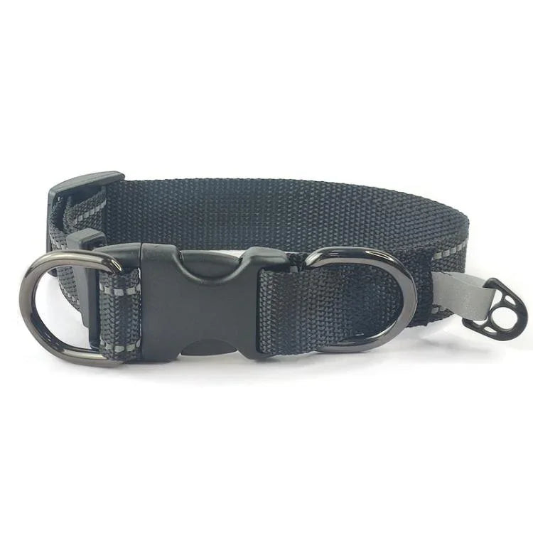 Reflektierendes Haustierhalsband aus Nylon, schwarz, mit Schnalle, S, M, L, Nylonhalsband, S, Nylonhalsband, M, Nylonhalsband, L
