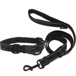 Reflektierendes Hundehalsband aus wasserdichtem Stoff mit schwarzer Schnalle und 1,8 m langer Leine, Größen: S, M und L