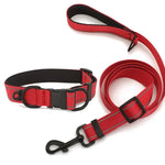 Reflektierendes Hundehalsband aus wasserdichtem Stoff mit schwarzer Schnalle und 1,8 m langer Leine, Größen: S, M und L
