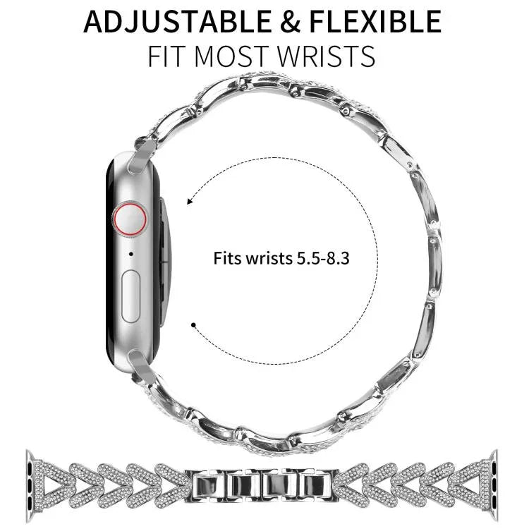 xDfind Kleines, gedrehtes Diamant-Metallarmband für Apple Watch 38 / 40 / 41 / S10 42 mm 20 mm