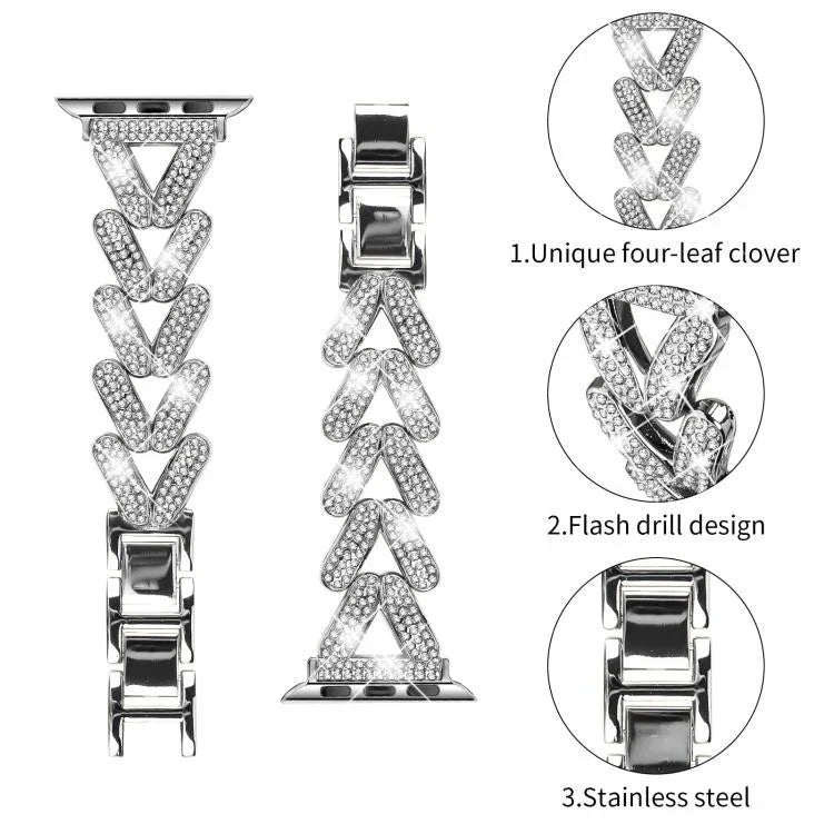 xDfind Kleines, gedrehtes Diamant-Metallarmband für Apple Watch 38 / 40 / 41 / S10 42 mm 20 mm