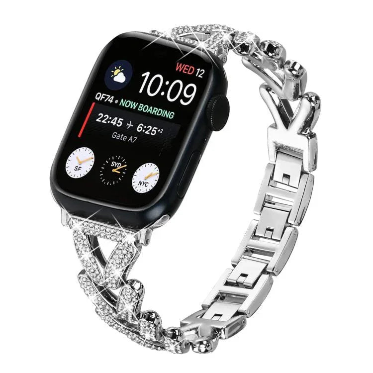 xDfind Kleines, gedrehtes Diamant-Metallarmband für Apple Watch 38 / 40 / 41 / S10 42 mm 20 mm