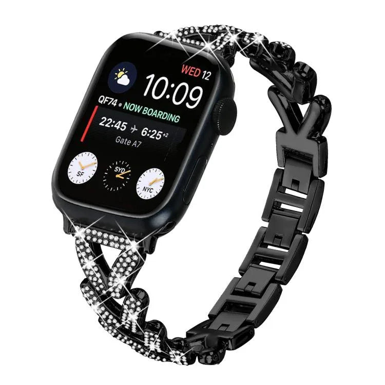 xDfind Kleines, gedrehtes Diamant-Metallarmband für Apple Watch 38 / 40 / 41 / S10 42 mm 20 mm