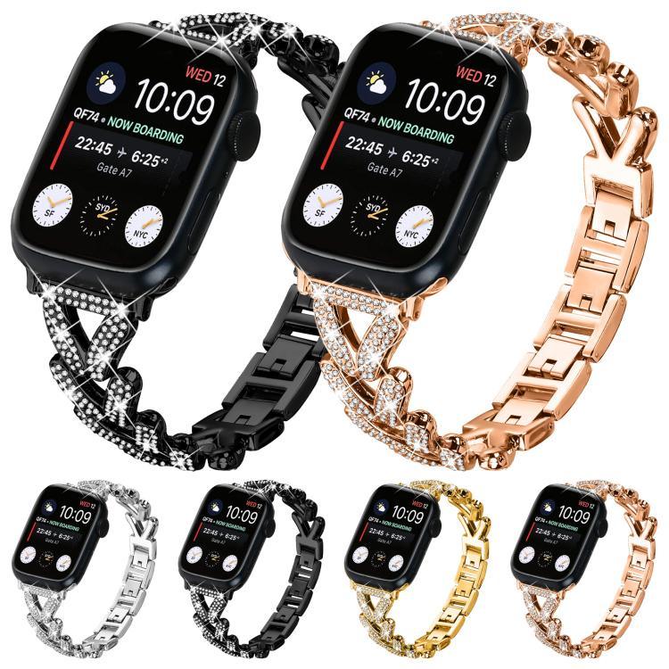 xDfind Kleines, gedrehtes Diamant-Metallarmband für Apple Watch 38 / 40 / 41 / S10 42 mm 20 mm