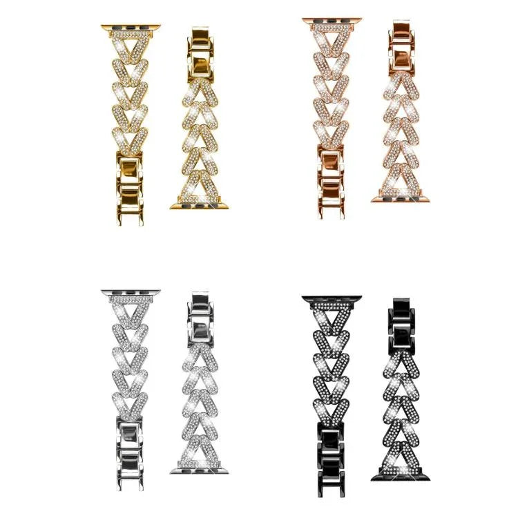 xDfind Kleines, gedrehtes Diamant-Metallarmband für Apple Watch 38 / 40 / 41 / S10 42 mm 20 mm