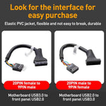 2 Stück Computer-Motherboard USB3.0 Adapterkabel, 20-Pin Stecker zu 9-Pin Buchse, 9-Pin Stecker zu 20-Pin Buchse