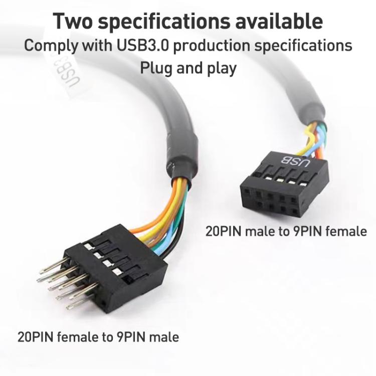 2 Stück Computer-Motherboard USB3.0 Adapterkabel, 20-Pin Stecker zu 9-Pin Buchse, 9-Pin Stecker zu 20-Pin Buchse