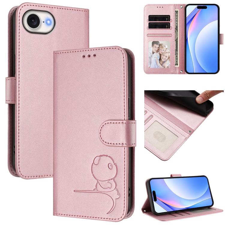 Litter Panda geprägte RFID Leder-Handyhülle mit Trageschlaufe, Für iPhone 17e / 16e, Für iPhone 17 Pro Max, Für iPhone 17 Pro, Für iPhone 17, Für iPhone Air, Für iPhone 16 Pro Max, Für iPhone 16 Pro, Für iPhone 16 Plus
