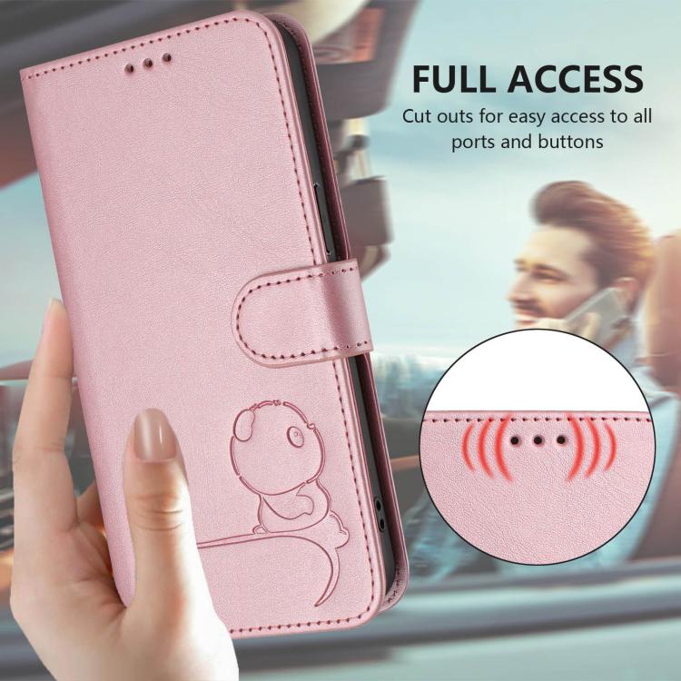 Litter Panda geprägte RFID Leder-Handyhülle mit Trageschlaufe, Für iPhone 17e / 16e, Für iPhone 17 Pro Max, Für iPhone 17 Pro, Für iPhone 17, Für iPhone Air, Für iPhone 16 Pro Max, Für iPhone 16 Pro, Für iPhone 16 Plus