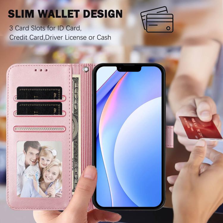 Litter Panda geprägte RFID Leder-Handyhülle mit Trageschlaufe, Für iPhone 17e / 16e, Für iPhone 17 Pro Max, Für iPhone 17 Pro, Für iPhone 17, Für iPhone Air, Für iPhone 16 Pro Max, Für iPhone 16 Pro, Für iPhone 16 Plus