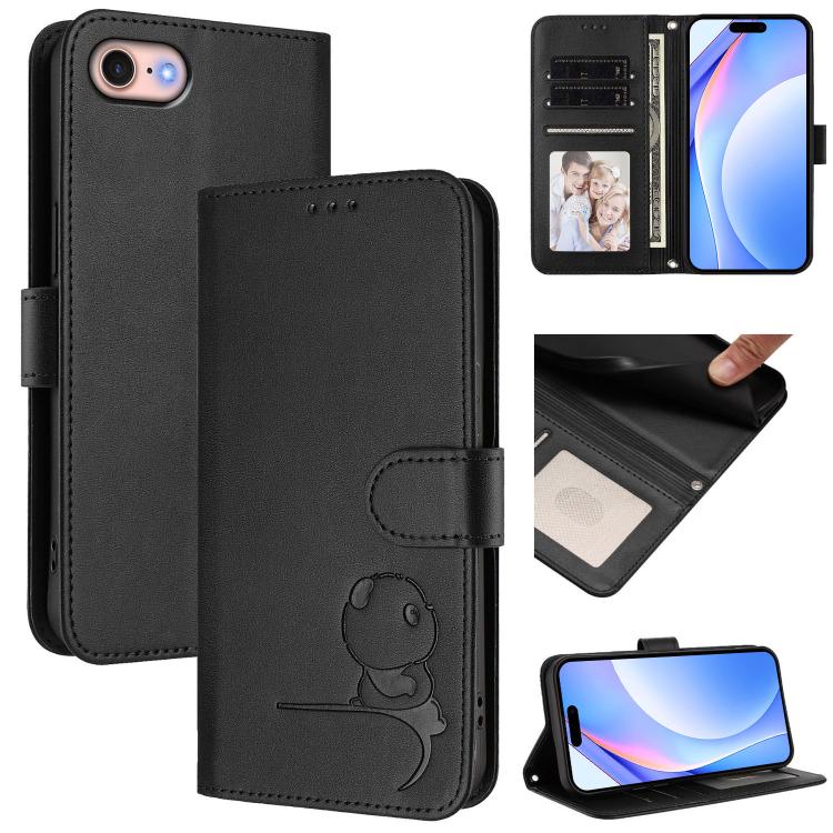 Litter Panda Prägung RFID Leder Handyhülle mit Trageschlaufe, Für iPhone 14 Pro Max, Für iPhone SE 2022 / 2020 / 8 / 7, Für iPhone 13 Pro Max, Für iPhone 13 Pro, Für iPhone 13 mini, Für iPhone 12 / 12 Pro, Für iPhone 12 Pro Max, Für iPhone 12 mini