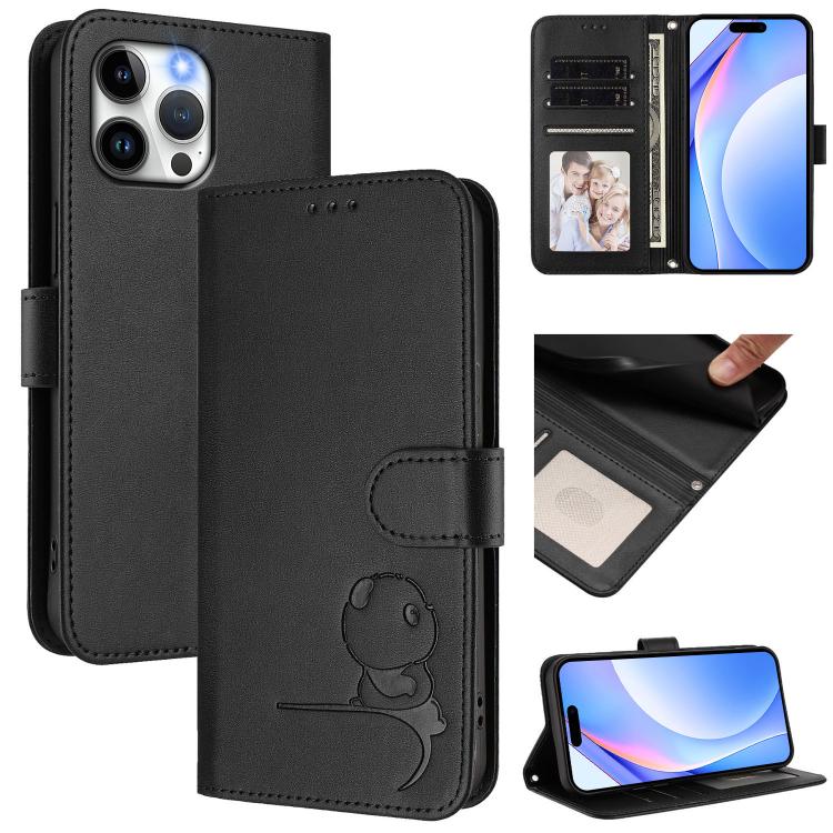 Litter Panda Prägung RFID Leder Handyhülle mit Trageschlaufe, Für iPhone 14 Pro Max, Für iPhone SE 2022 / 2020 / 8 / 7, Für iPhone 13 Pro Max, Für iPhone 13 Pro, Für iPhone 13 mini, Für iPhone 12 / 12 Pro, Für iPhone 12 Pro Max, Für iPhone 12 mini